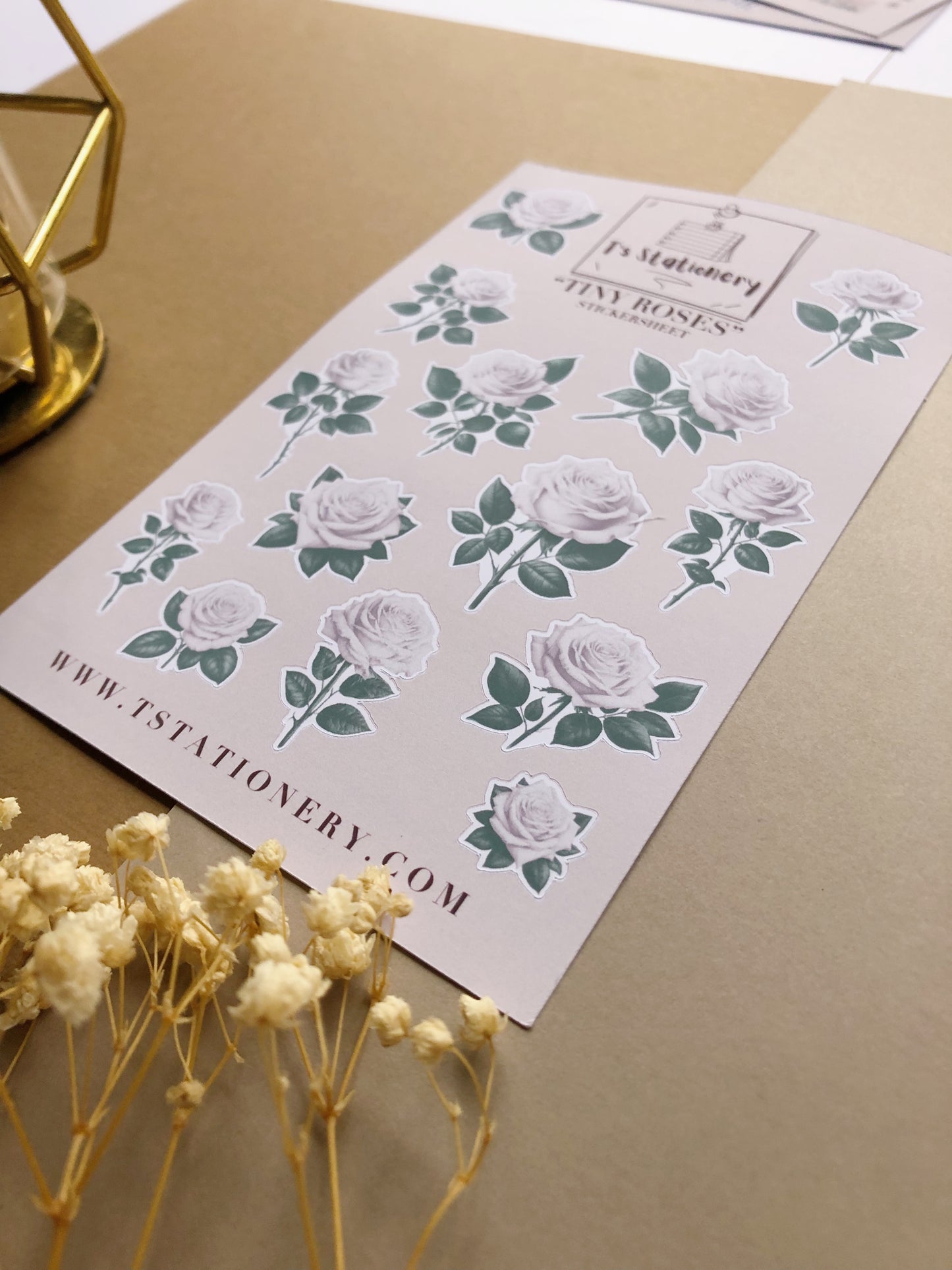 "Tiny White Roses" Sticker Sheet