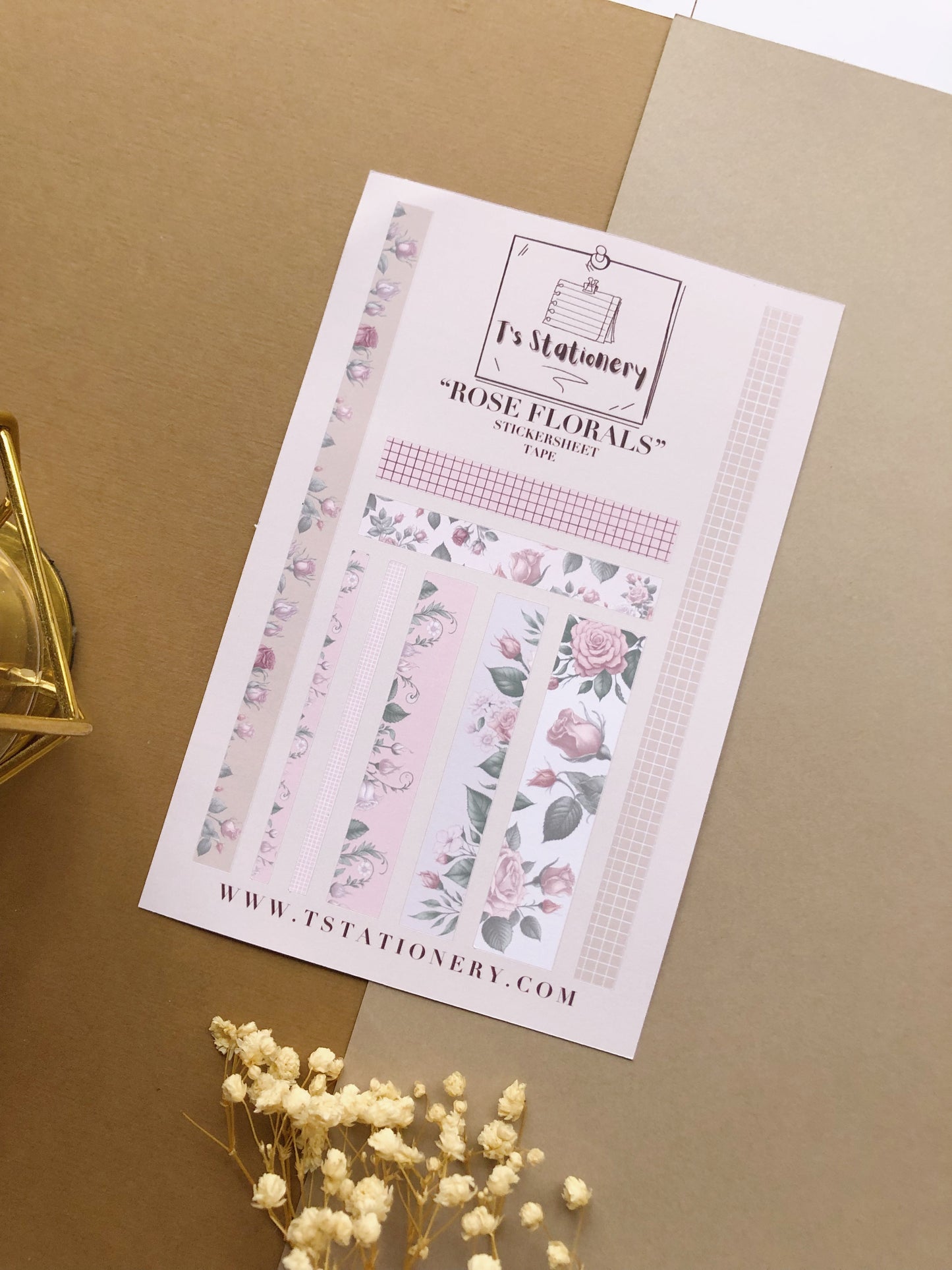 "Rose Floral" Sticker Sheet Tape