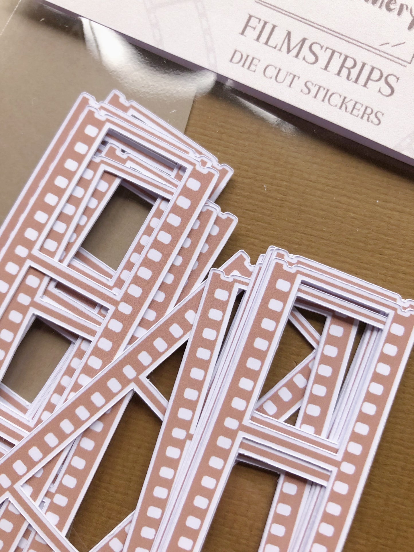 "18Pcs Caramel Film Strip Die Cut Stickers"