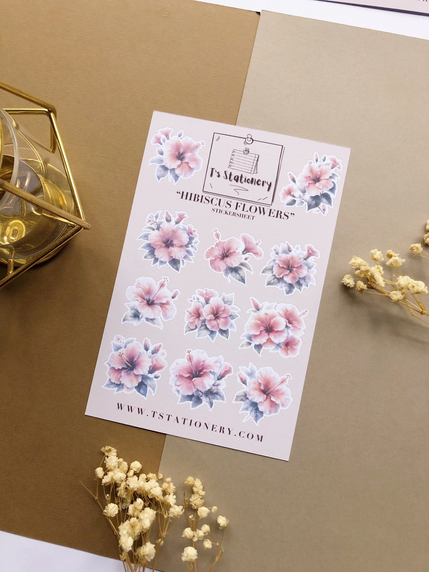 "Hibiscus Flowers" Sticker Sheet