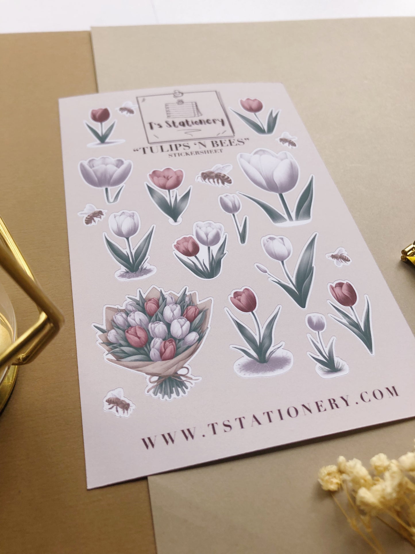 "Tulips 'n Bees" Sticker Sheet