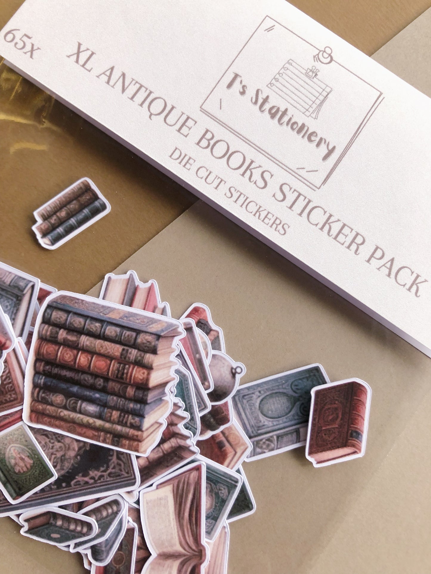 "65Pcs XL Antique Books" Sticker Pack