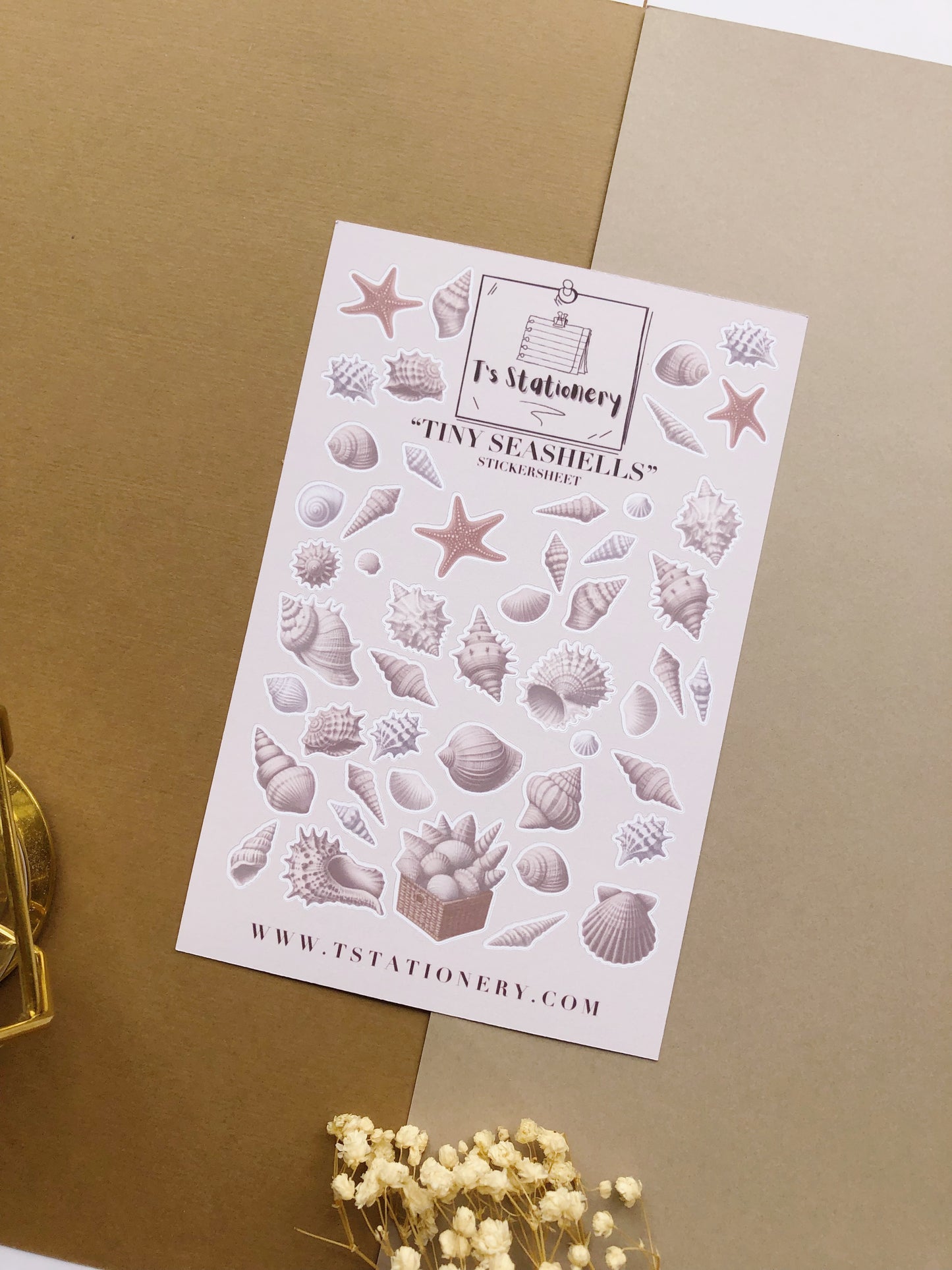 "Seashells" Sticker Sheet Set Of 2
