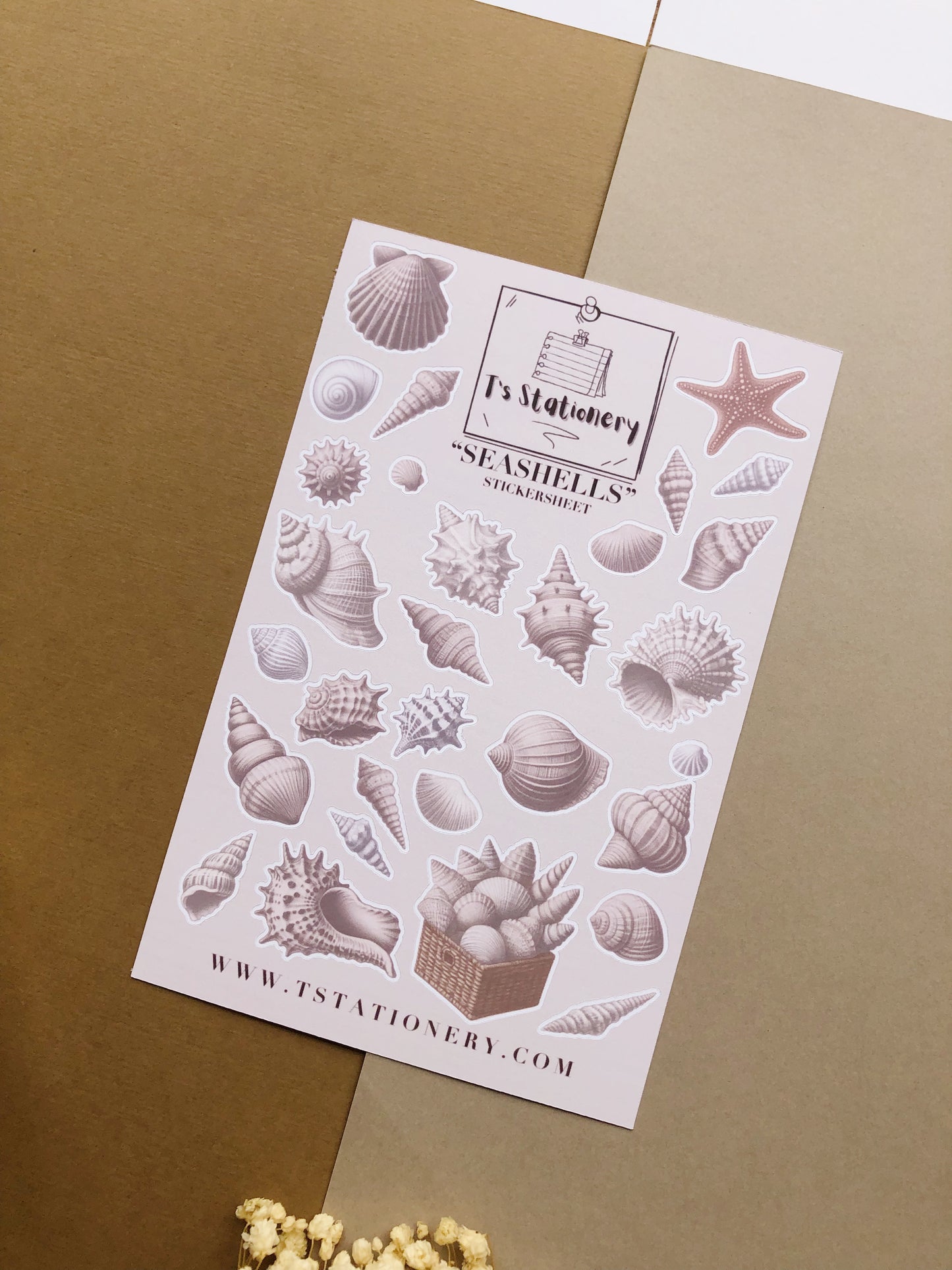 "Seashells" Sticker Sheet Set Of 2