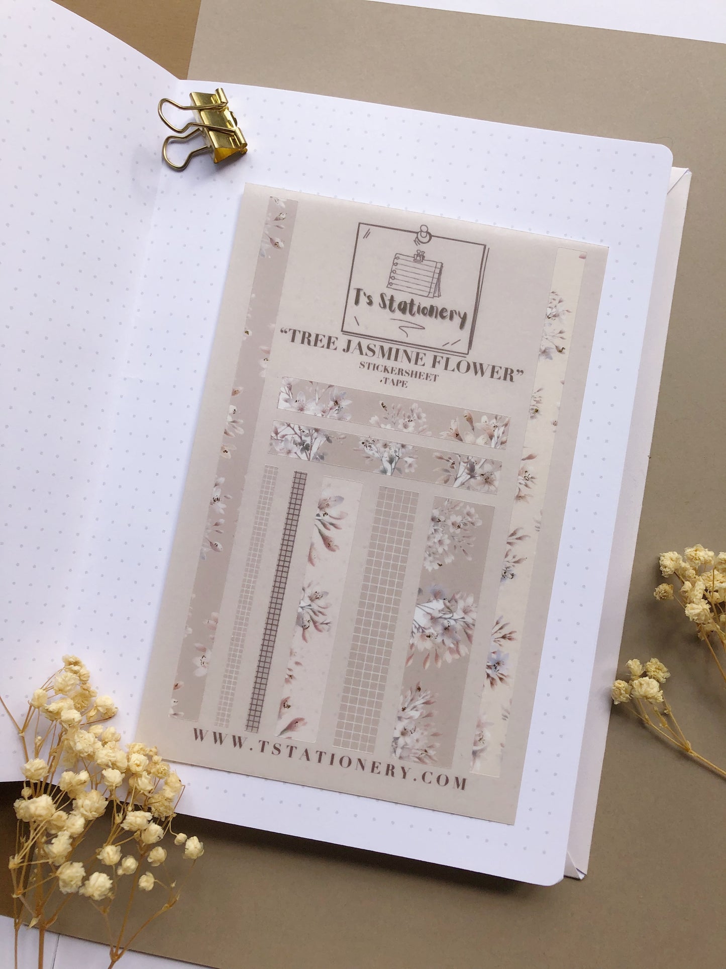 "Tree Jasmine Flower" Sticker Sheet Tape (WASHI)