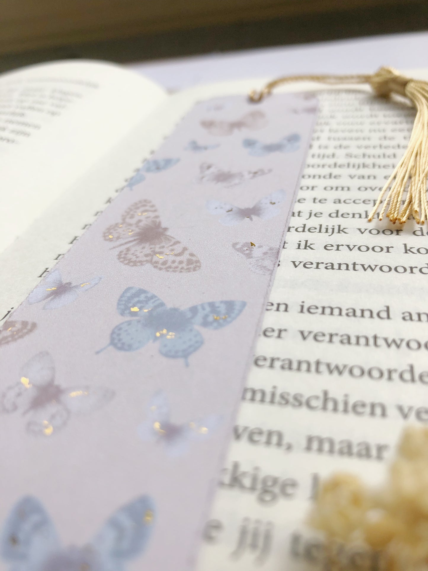 "Gold Foiled Bookmark With Butterflies"