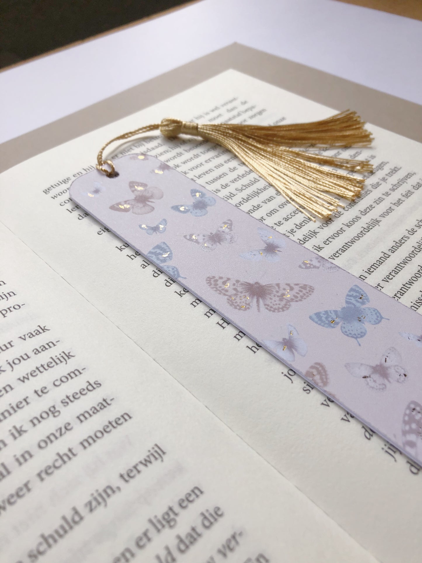 "Gold Foiled Bookmark With Butterflies"