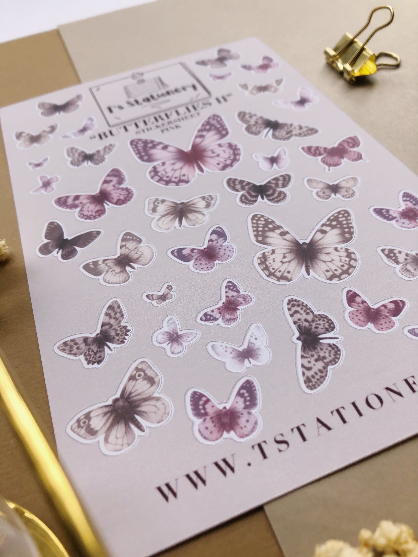 "Butterflies II (pink) " Sticker Sheet