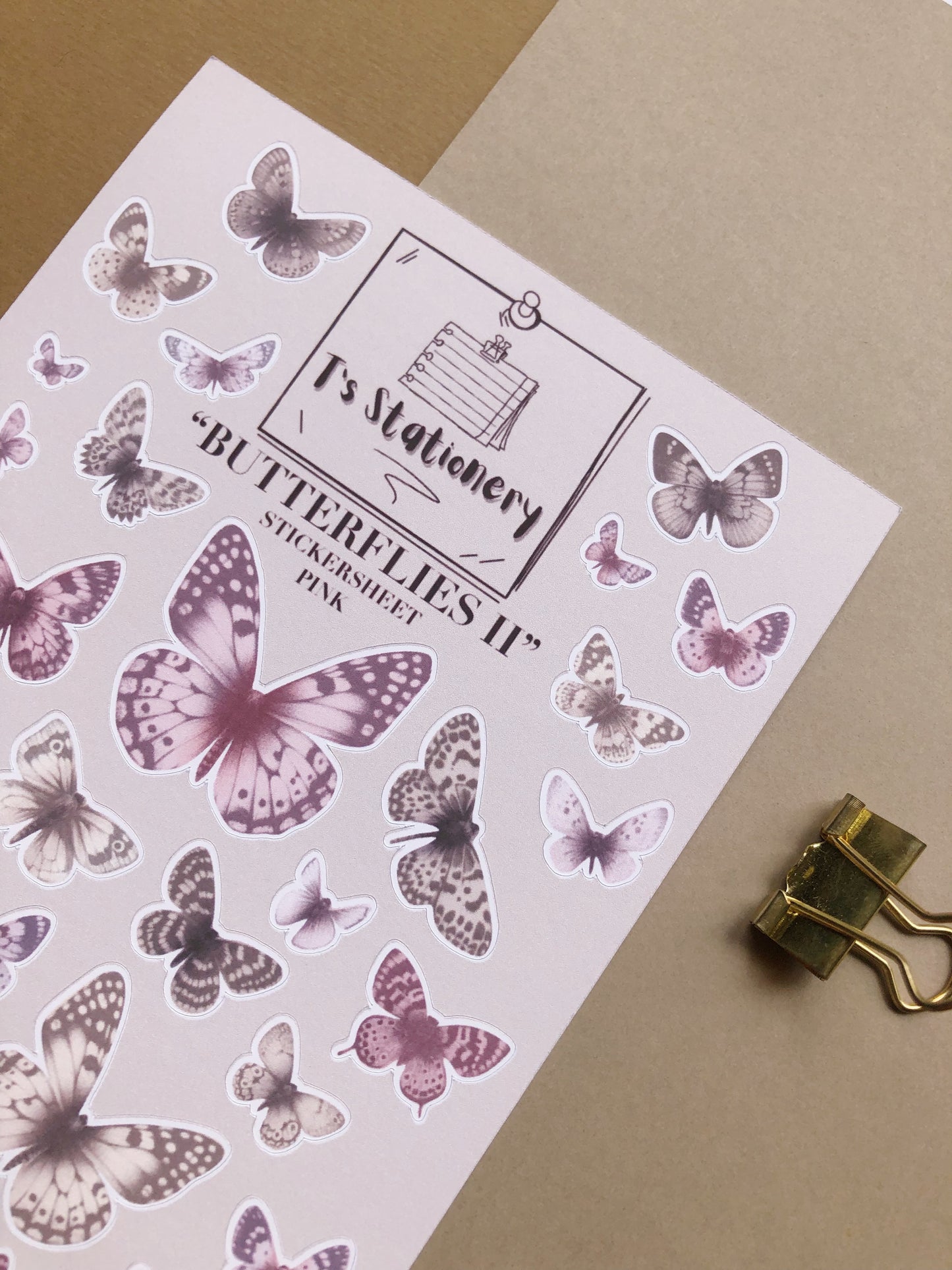 "Butterflies II (pink) " Sticker Sheet
