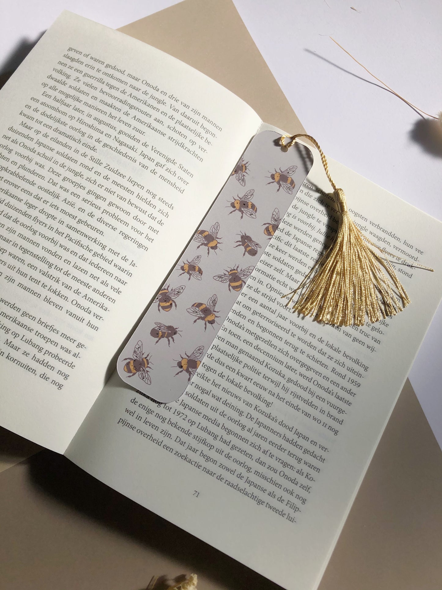 Gold Foiled Book Mark With Bees